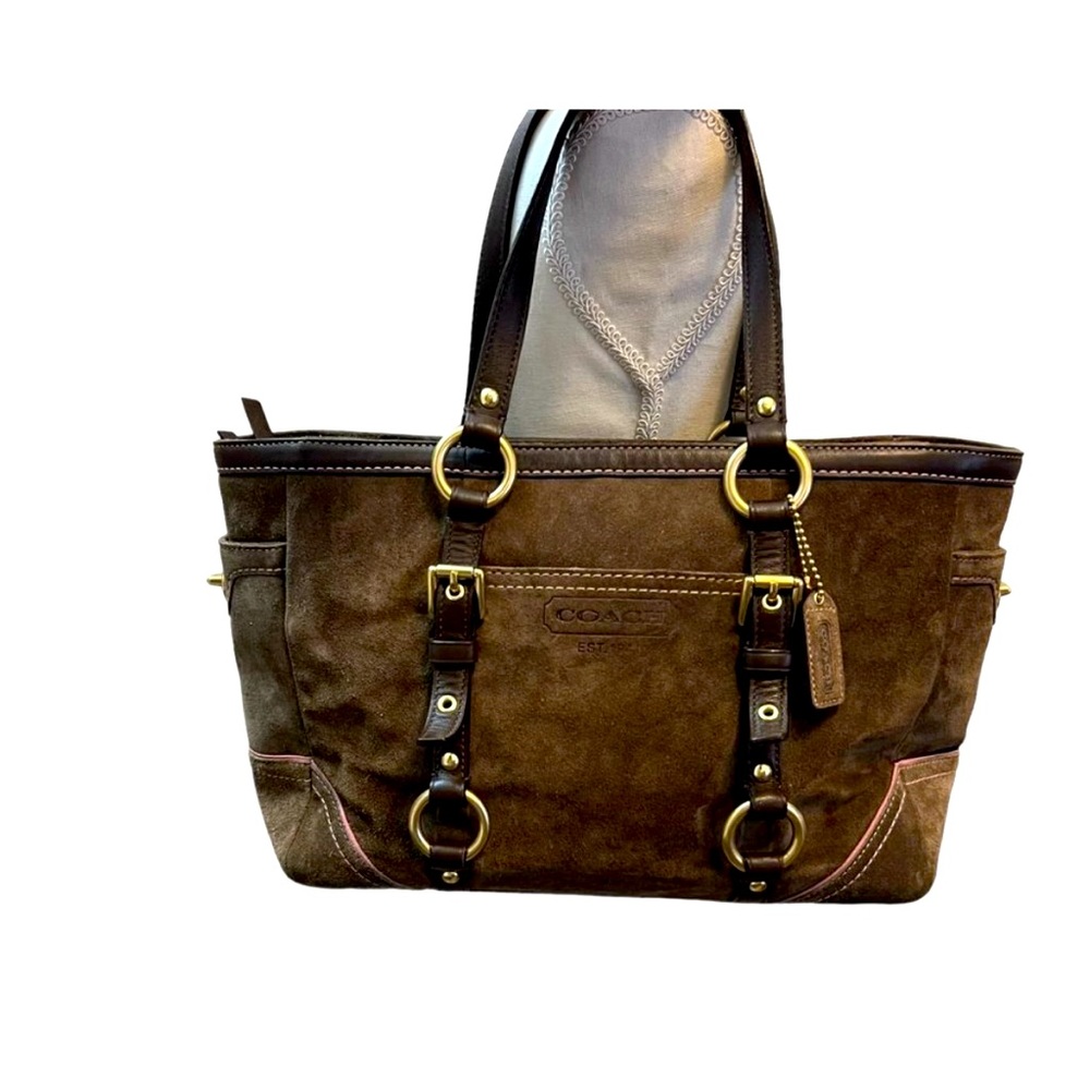 Coach Madison Brown Suede & Leather Shoulder Bag